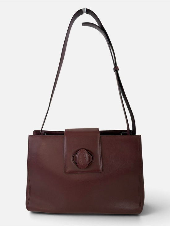 Cartier Handbags - Cartier Burgundy Leather Shoulder Bag with Signature Flap